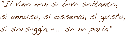 "Il vino non si beve soltanto, si annusa, si osserva, si gusta, si sorseggia e... se ne parla"
